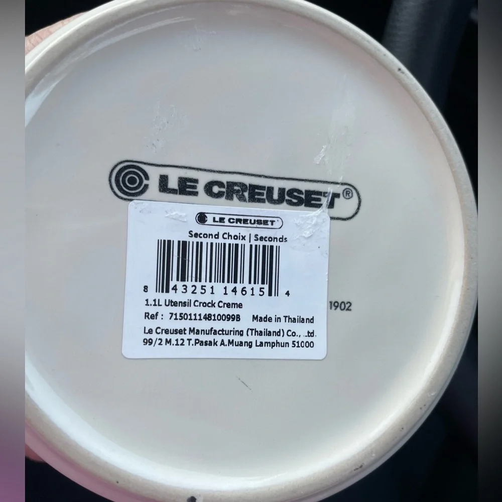 Le Creuset Stoneware Utensil Pot, Small, 1.1L, Cream